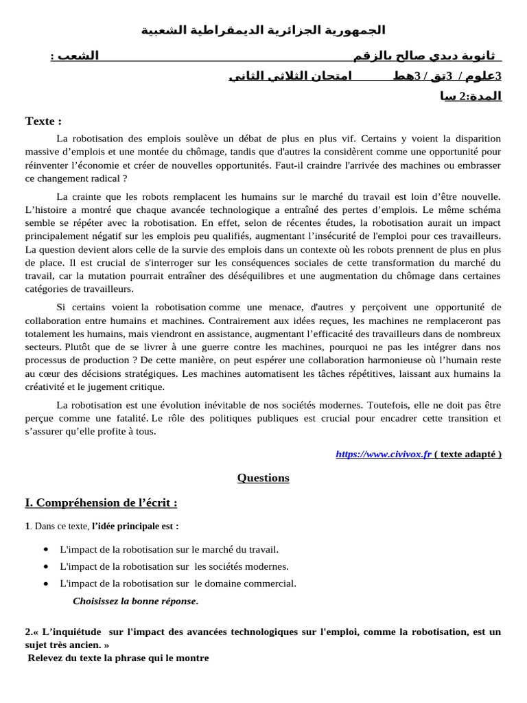 Impact de la robotisation sur l'emploi | PDF | Chômage