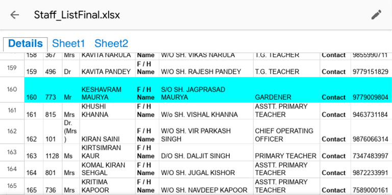 Staff - ListFinal - XLSX - Google Drive | PDF