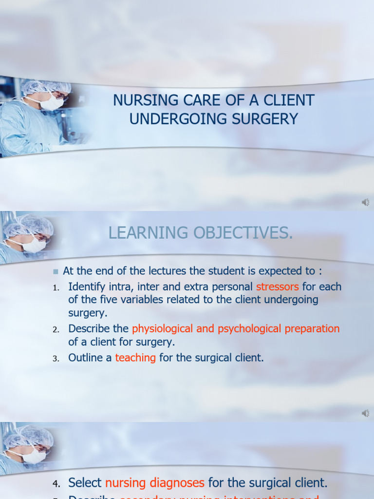 Nursing Care for Surgical Clients | PDF | Shock (Circulatory) | Surgery