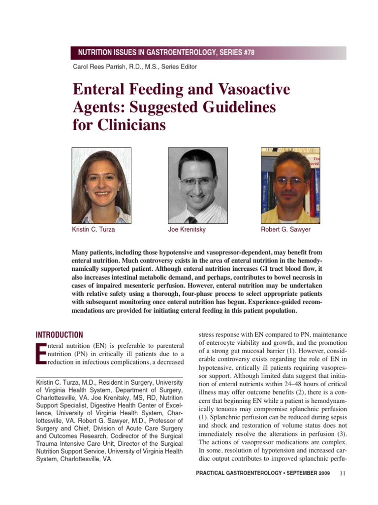Enteral Nutrition in Hypotensive Patients | PDF | Ischemia | Shock ...