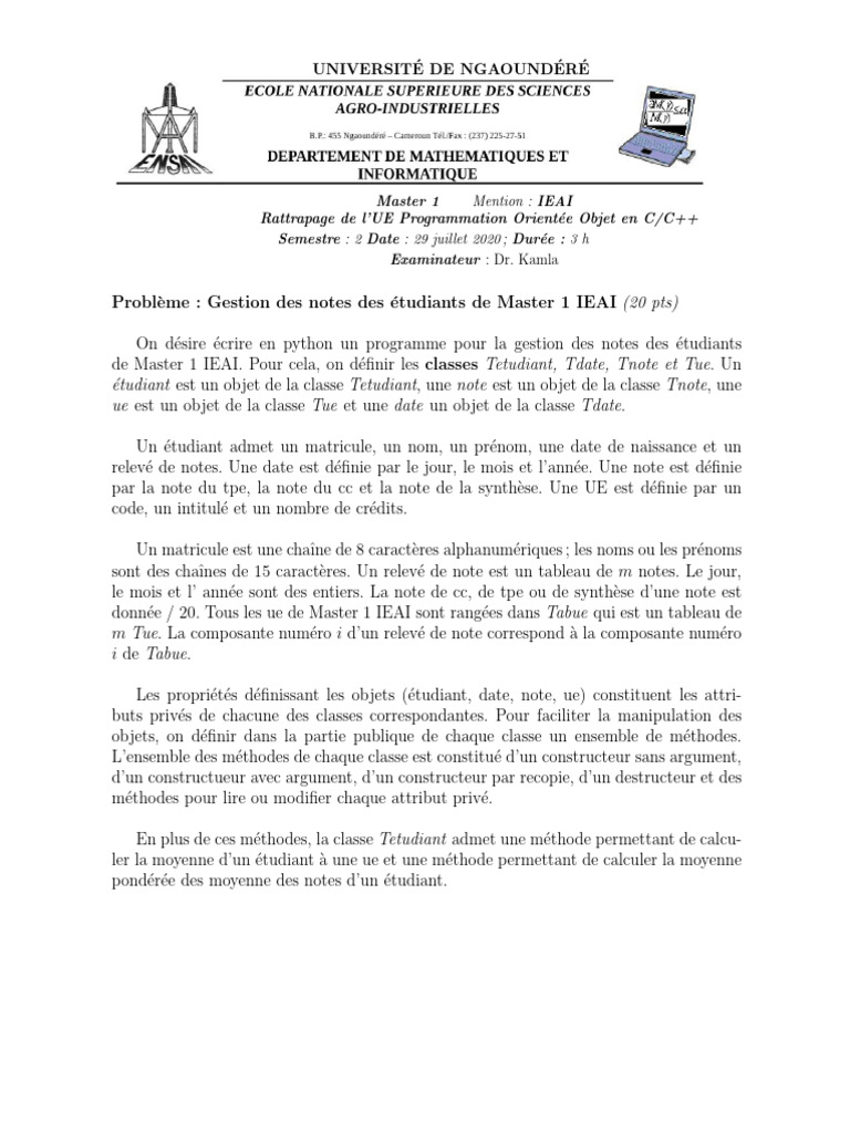Gestion des notes Master 1 IEAI en Python | PDF | Classe (informatique ...
