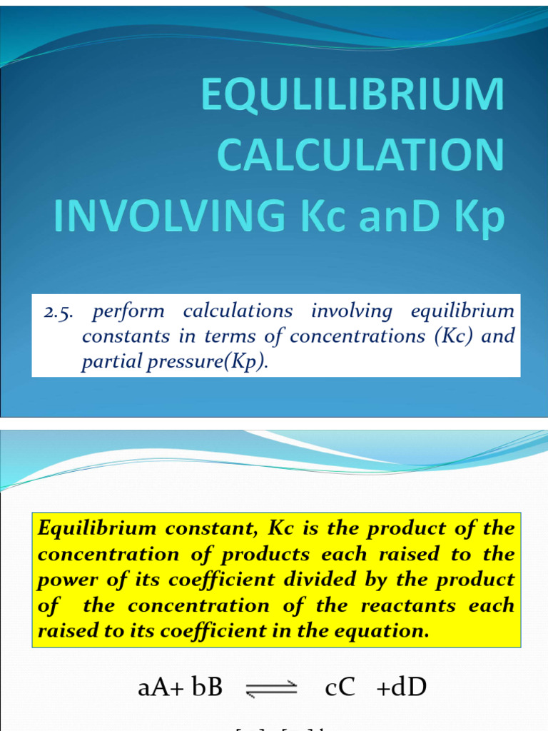Equilibrium Constants: Kc and Kp Calculations | PDF | Concentration ...