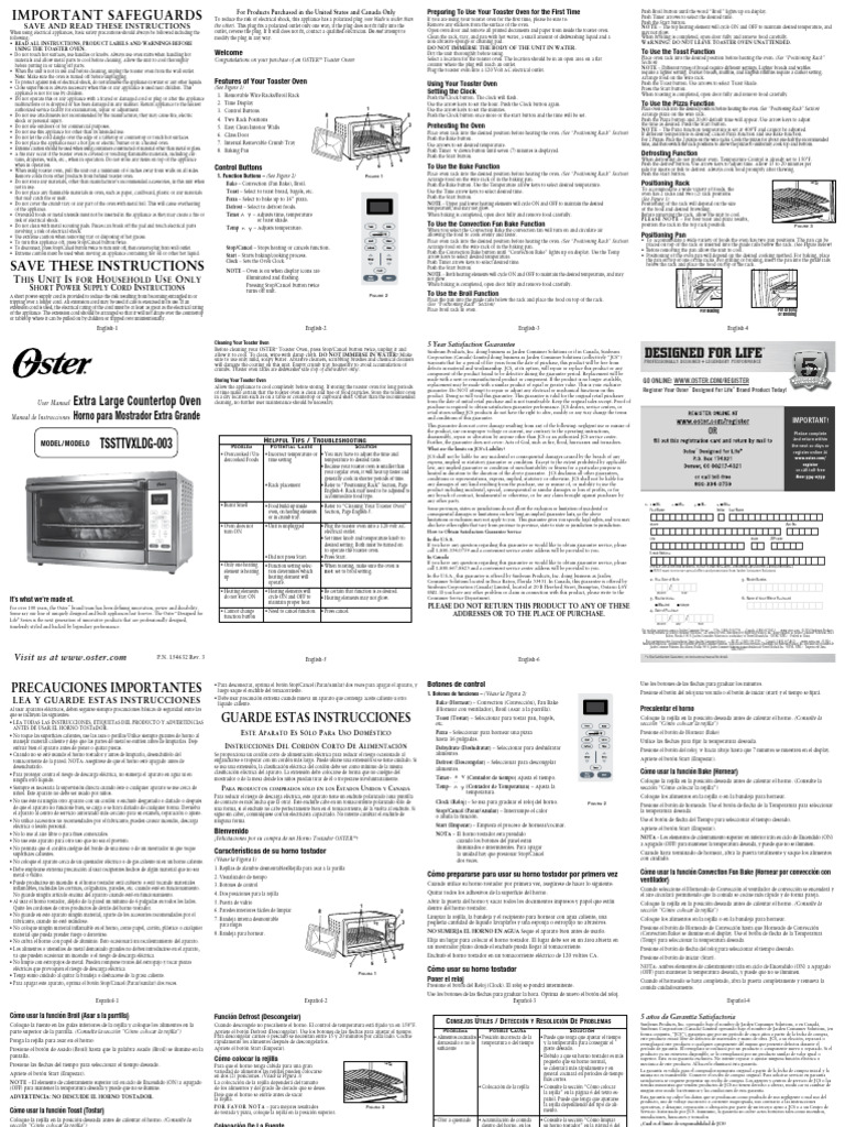 TSSTTVXLDG Oster Toaster Oven IB | PDF | Oven | Baking