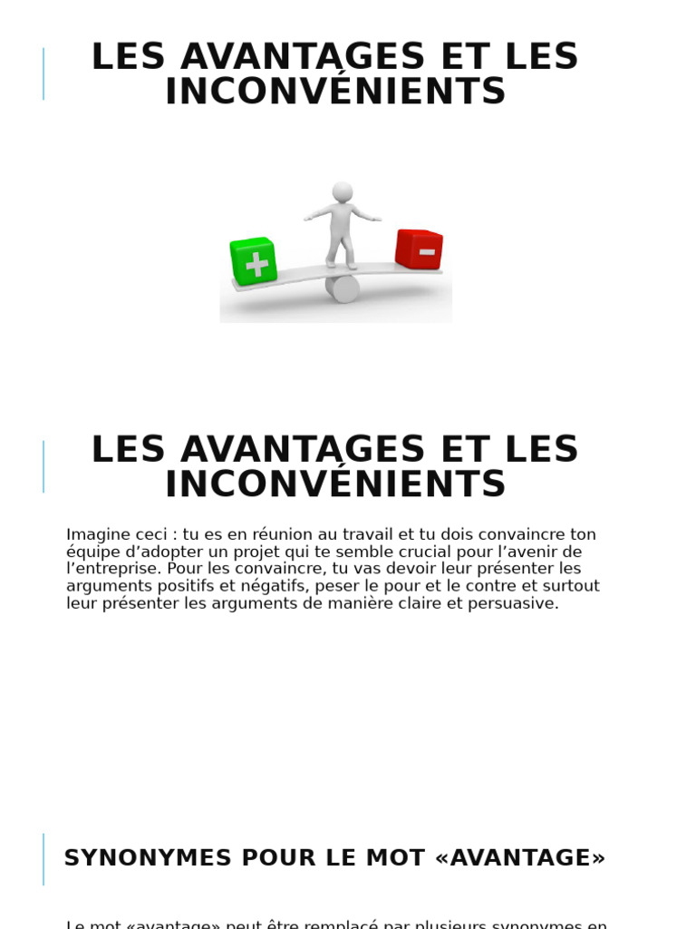 Avantages et inconvénients expliqués | PDF