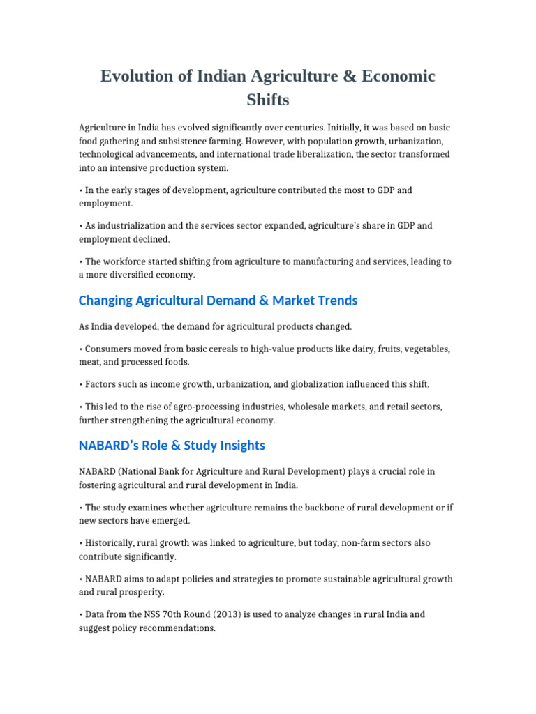 Write Up On Indian Agriculture and Its Growth | PDF | Cost Of Living ...