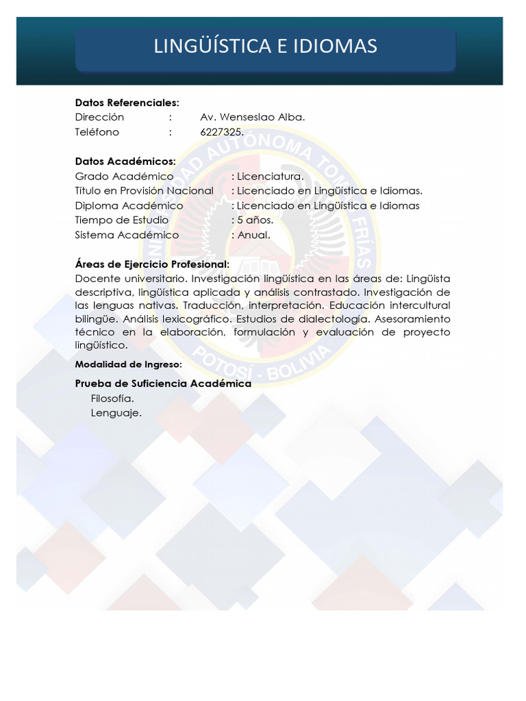Plan de Estudios en Lingüística e Idiomas | PDF | Gramática | Lingüística