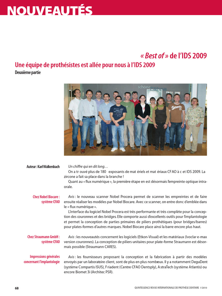 Innovations en prothèse dentaire 2010 | PDF | Implant dentaire ...