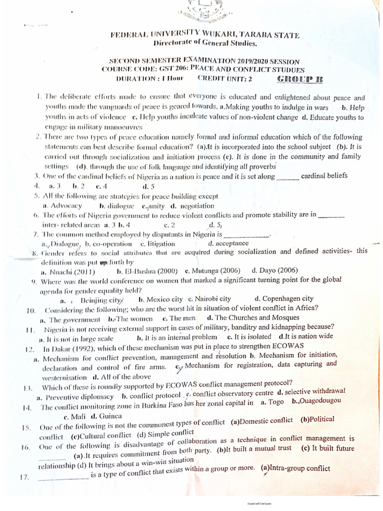 GST 206 Past Question | PDF