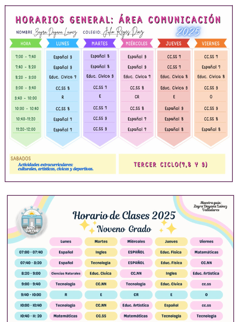 Horario de Clases 2025 | PDF
