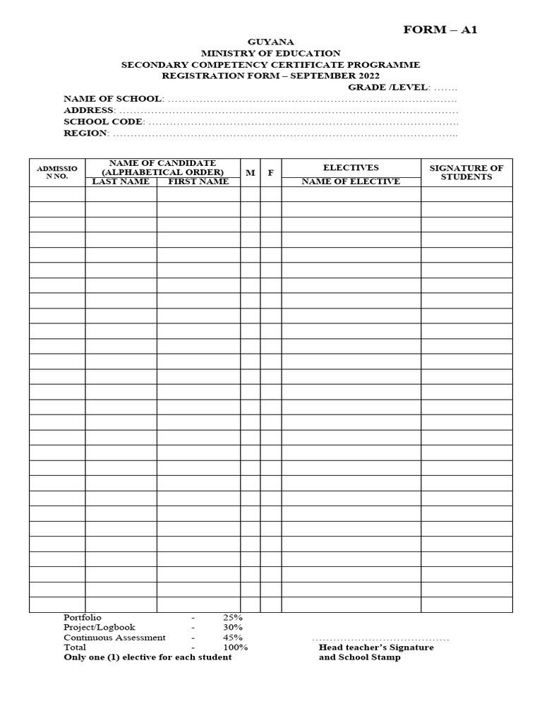 A1 Form | PDF