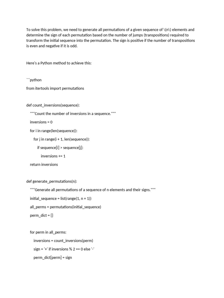 Permutations and Their Signs in Python | PDF