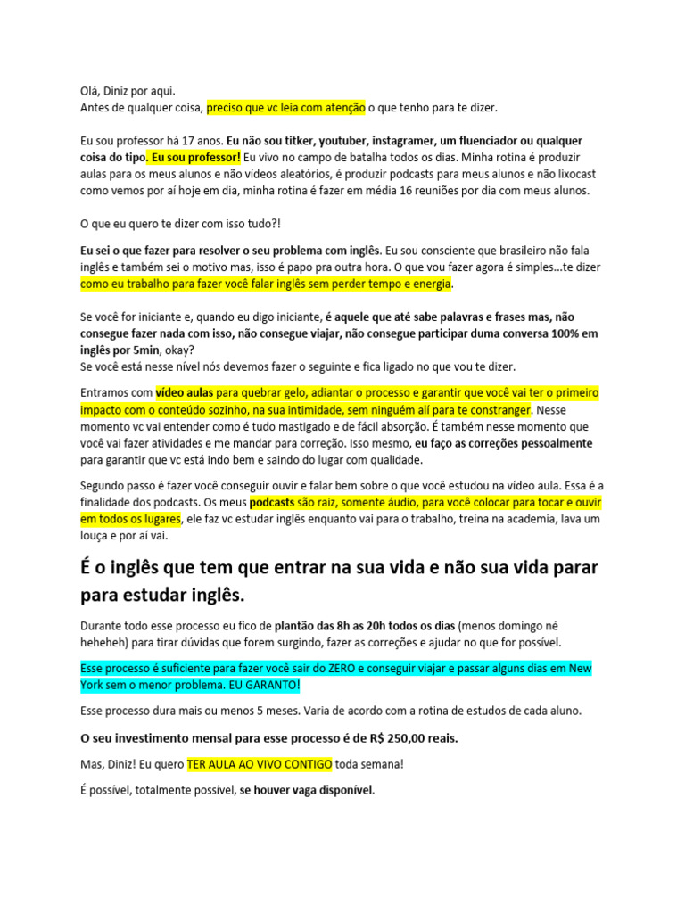 Aprenda a Dizer "Sou Brasileiro" em Inglês | PDF