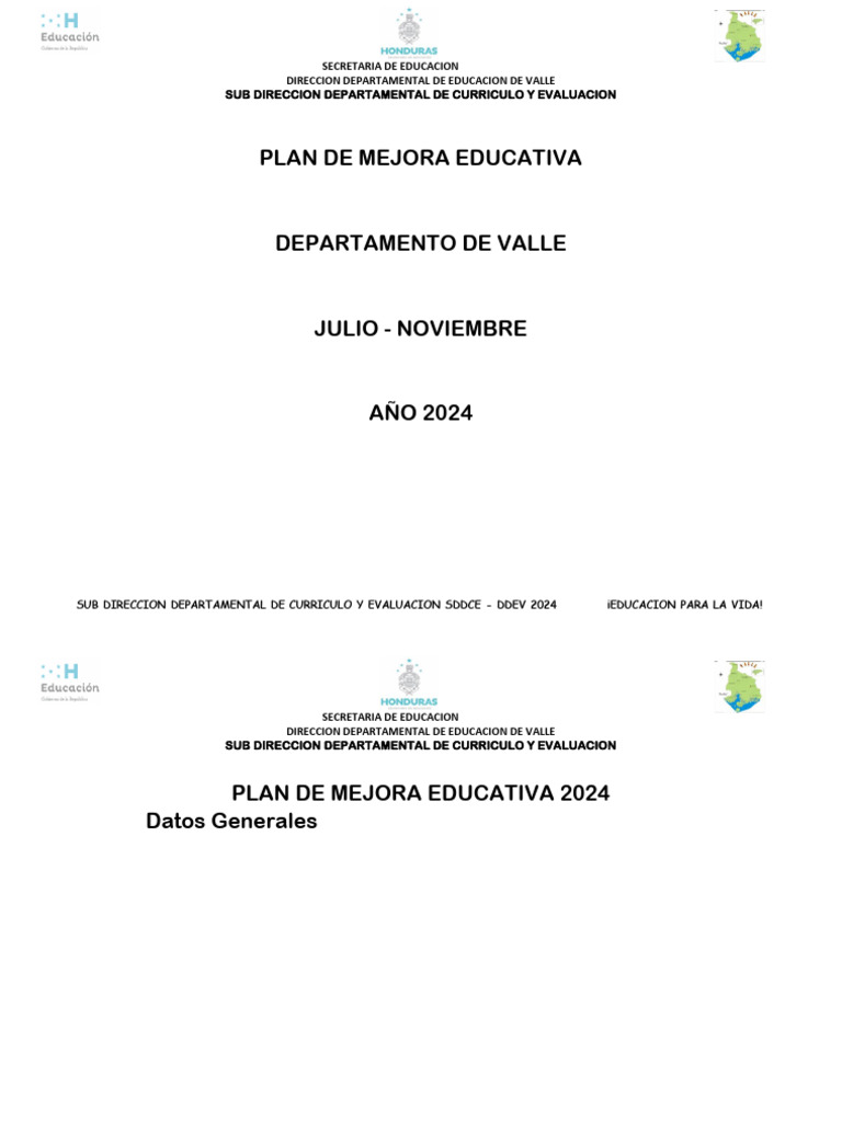 Plan de Mejora Educativa Valle 2024 | PDF | Evaluación | Plan de estudios