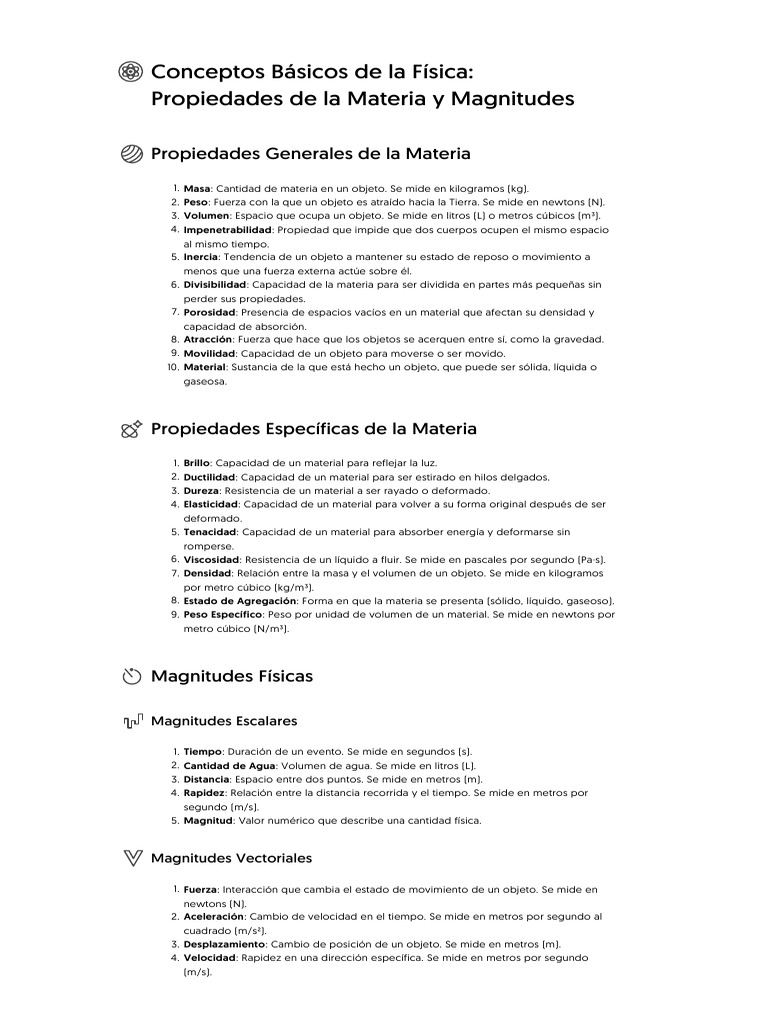 Conceptos Básicos de La Física - Propiedades de La Materia y Magnitudes ...
