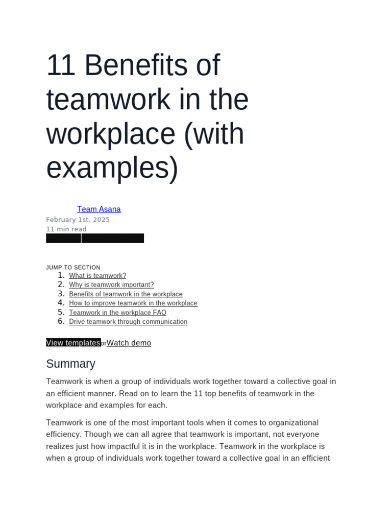 11 Benefits of Teamwork in Business | PDF
