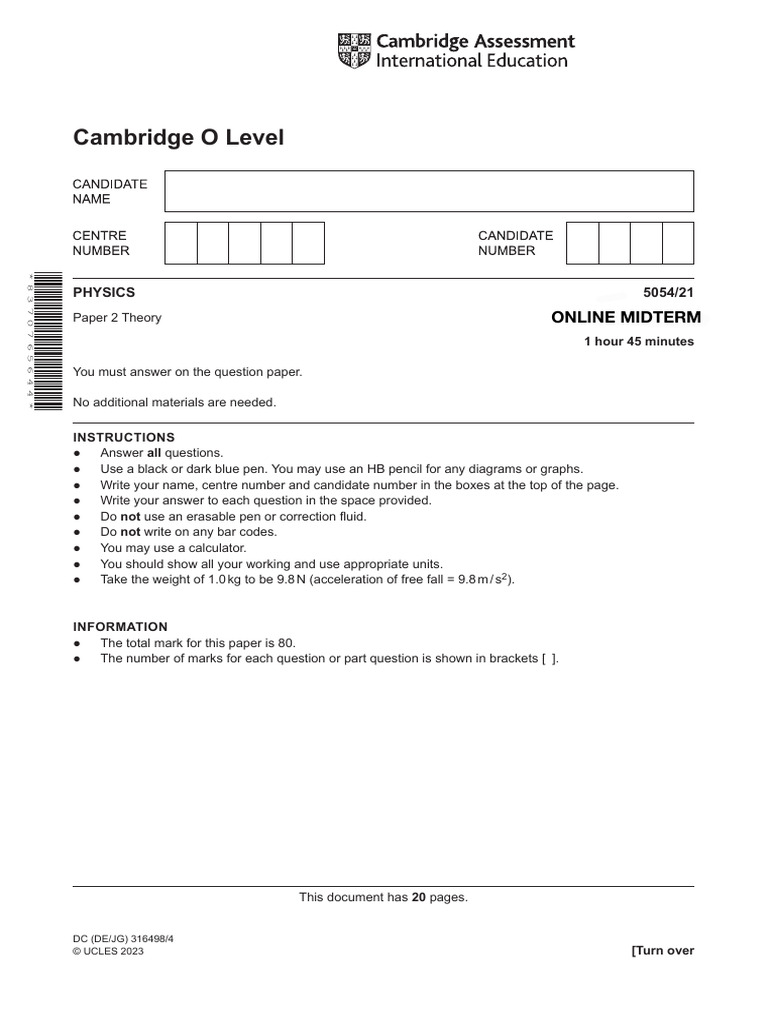 Cambridge O Level Physics Paper 2 | PDF | Gases | Momentum