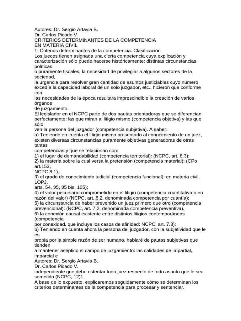 Criterios de Competencia en Materia Civil | PDF | Jurisdicción | Bancarrota