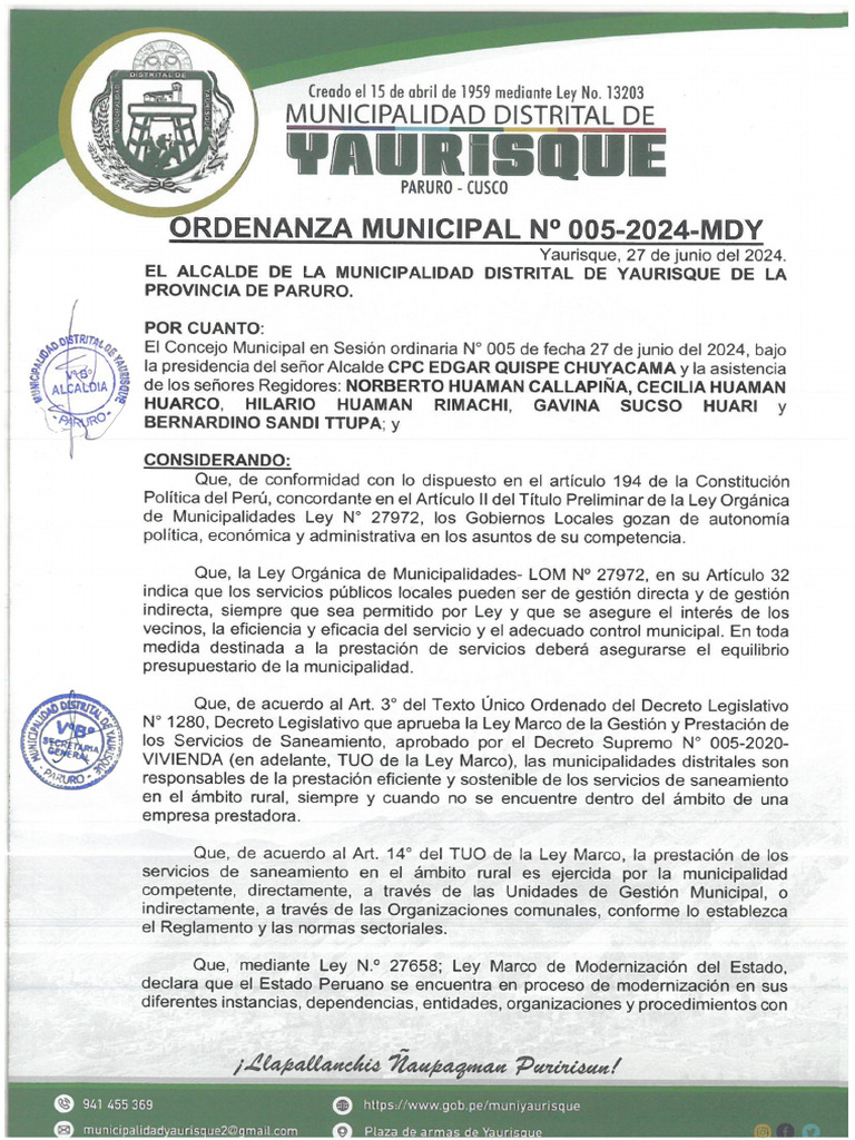 Ordenanza N°05-Mdy | PDF