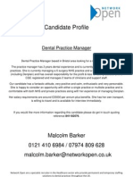 Candidate Profile: Malcolm Barker 0121 410 6984 / 07974 809 628 Malcolm - Barker@networkopen - Co.uk