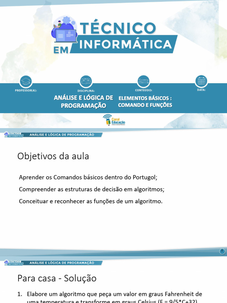 Comandos e Estruturas em Portugol | PDF | Programa de computador ...