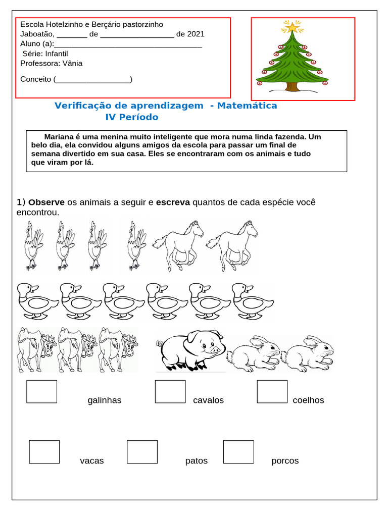 Verificação de Aprendizagem Infantil | PDF