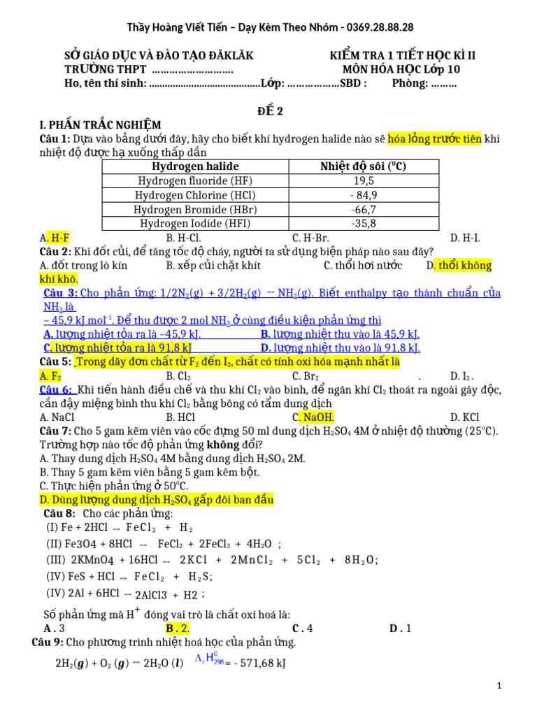 de thi hoa hoc ki 2 nam 2023 lan 2 | PDF