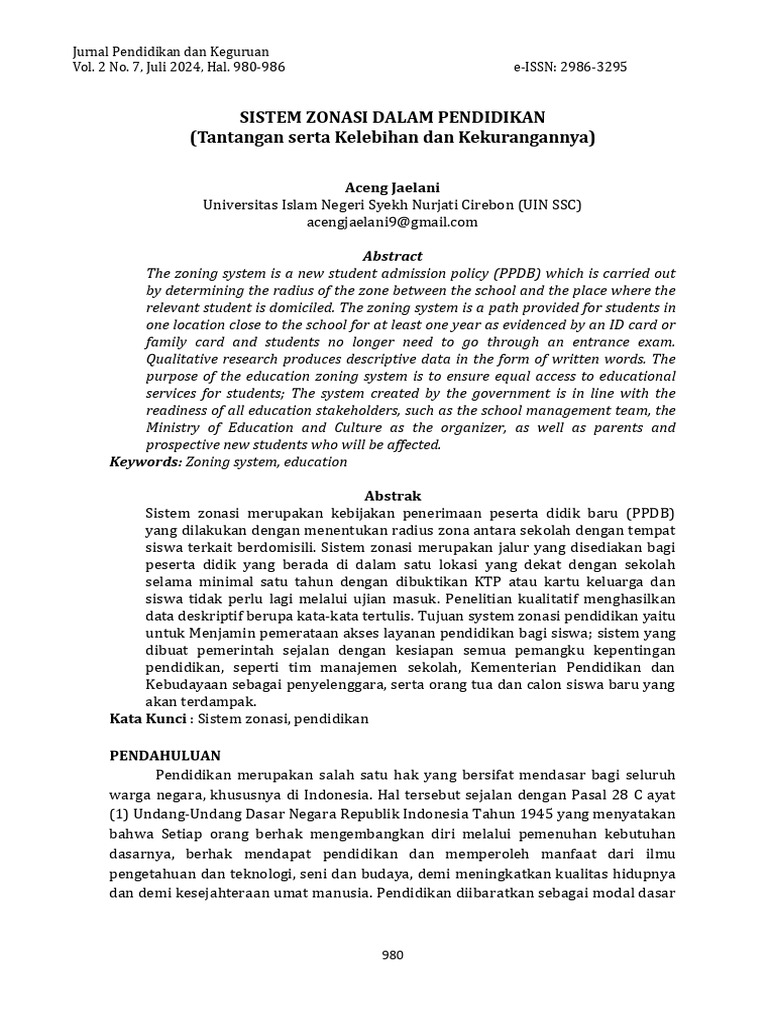 Kelebihan dan Kekurangan Sistem Zonasi | PDF