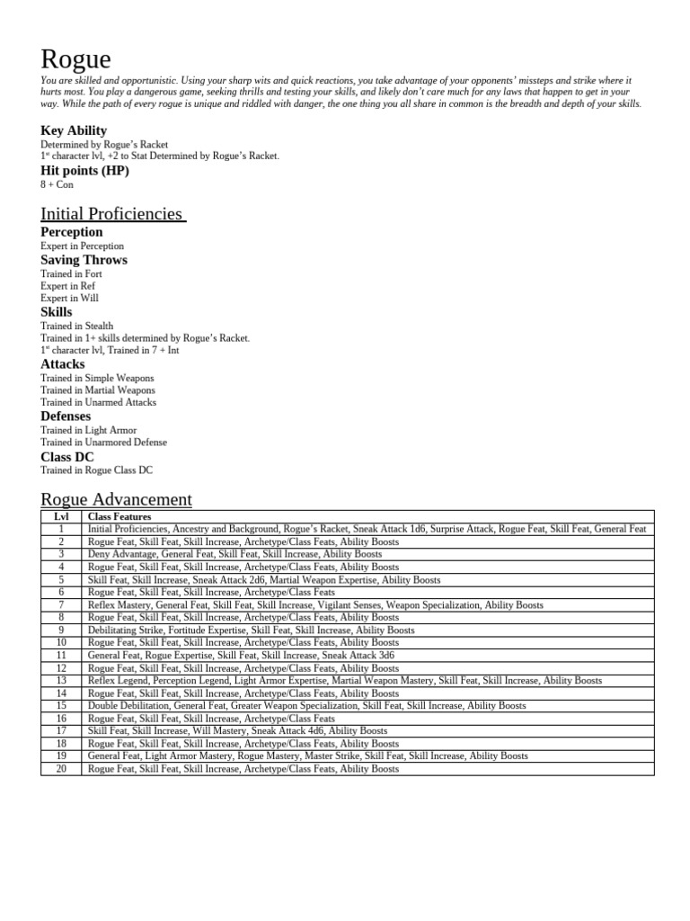 Rogue Class Overview and Features | PDF