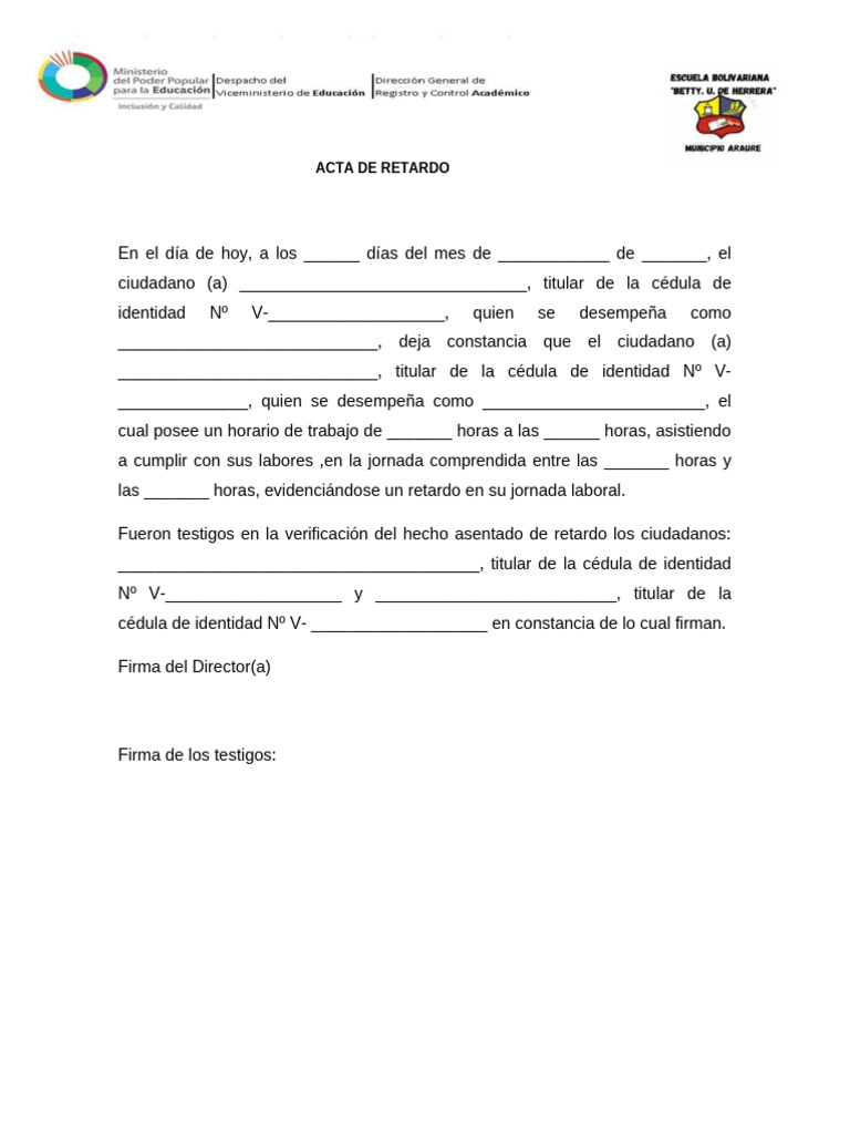 Acta de Retardo Laboral | PDF