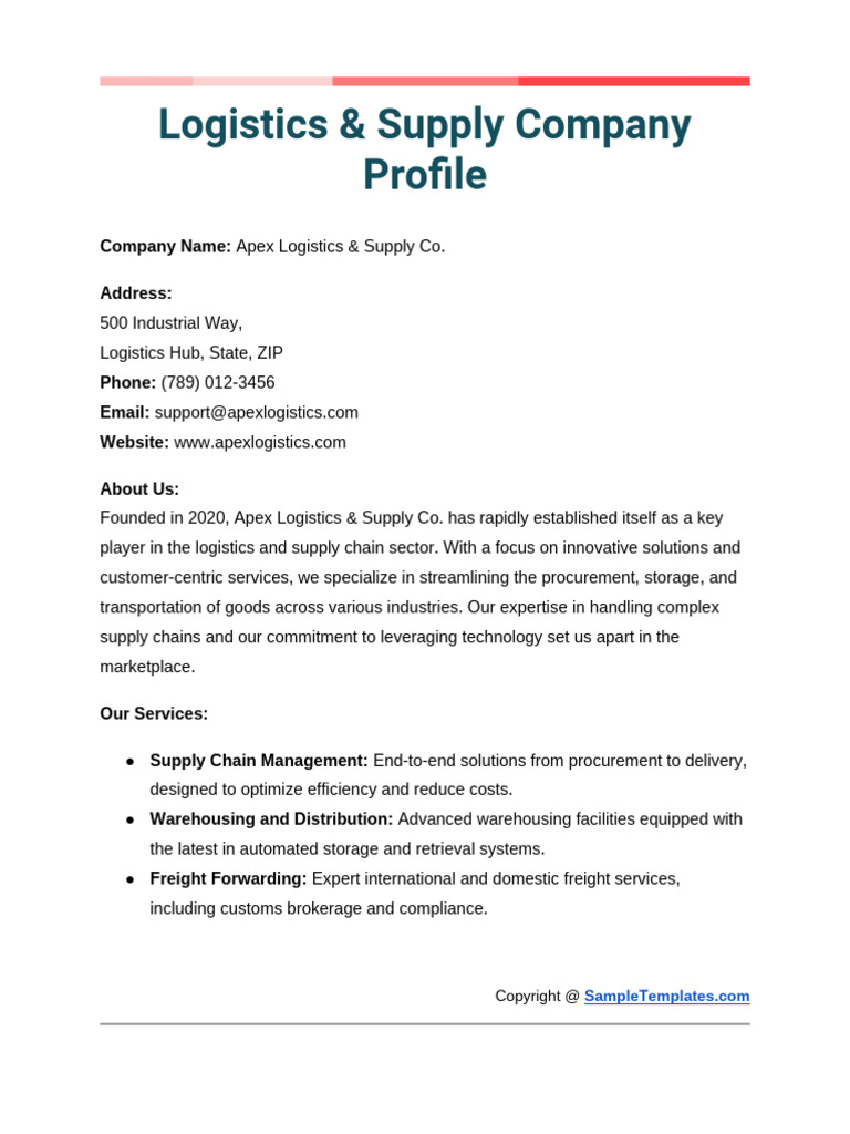 Apex Logistics Company Profile | PDF | Logistics | Supply Chain