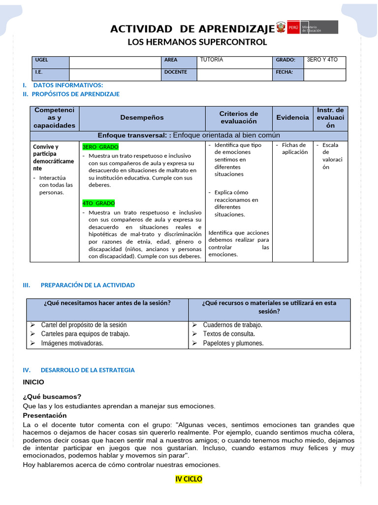 Manejo de Emociones en 3° y 4° Grado | PDF | Asco | Las emociones