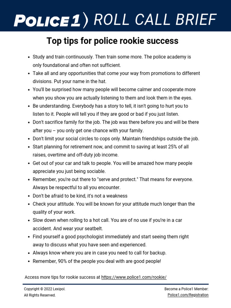 Essential Tips for Rookie Police Officers | PDF