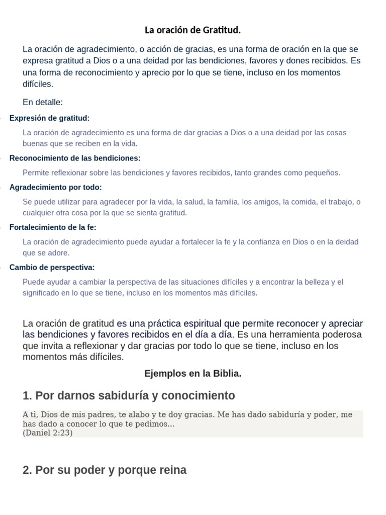 Oraciones de Gratitud a Dios | PDF | Oración | Gratitud