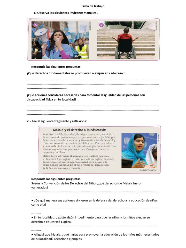 Ficha de trabajo Personal social | PDF