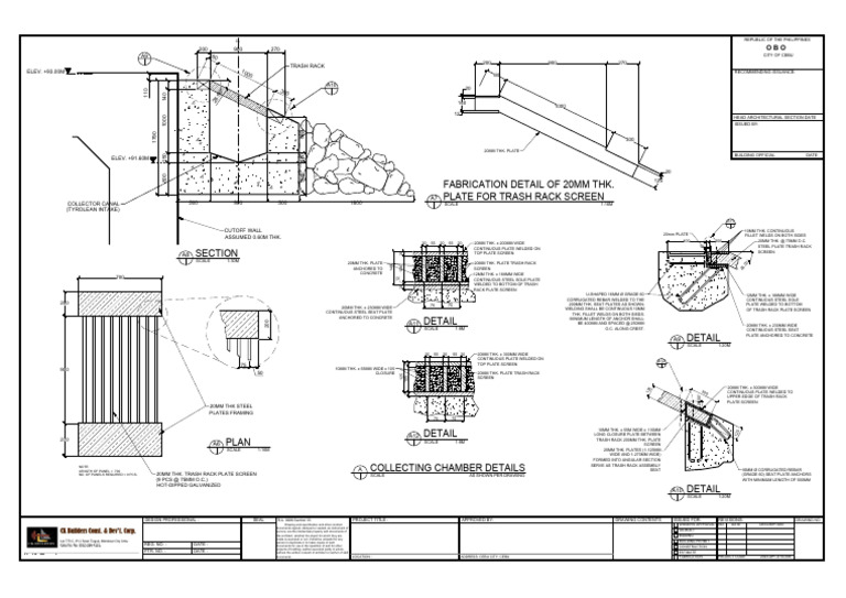 Trash Rack Screen Fabrication Details | PDF | Building Engineering ...