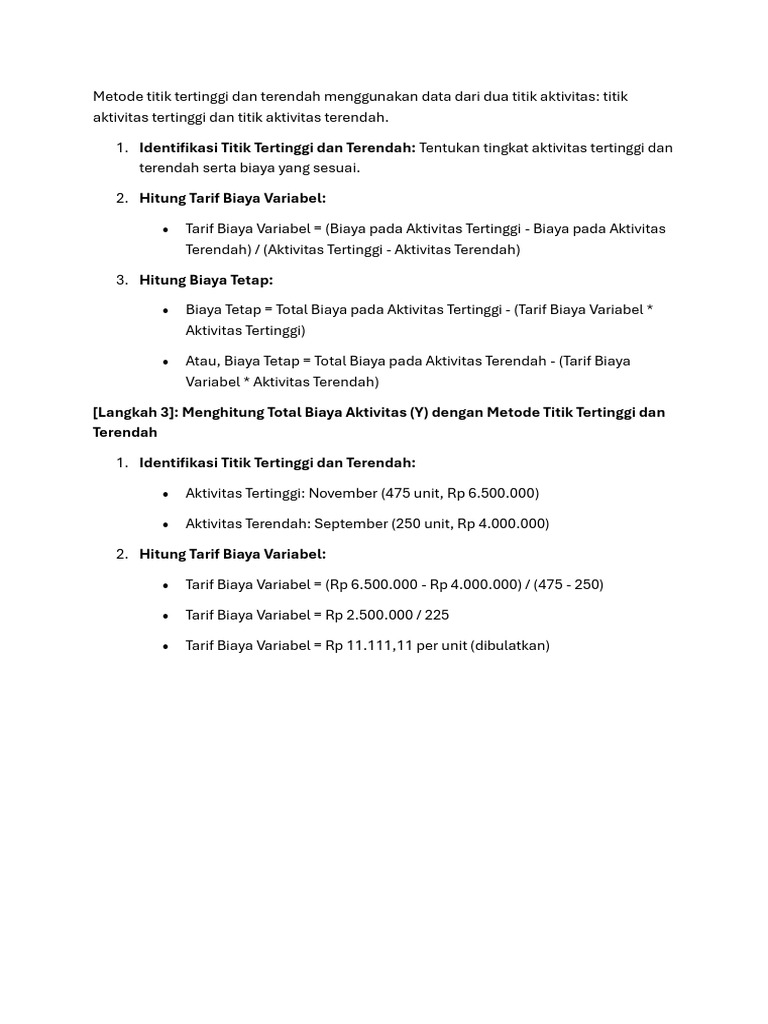 Metode Titik Tertinggi dan Terendah | PDF