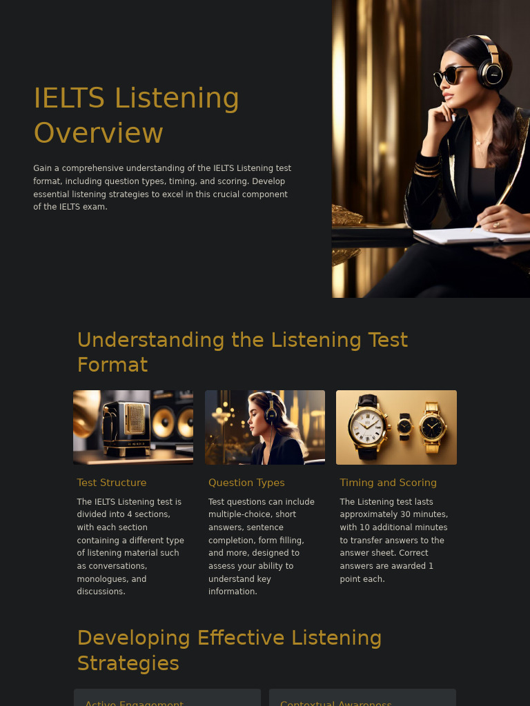 IELTS Listening Test Overview | PDF | Multiple Choice | Vocabulary