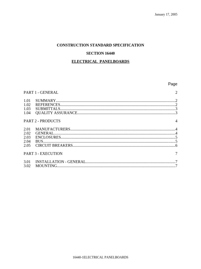 Electrical Panelboards Specification Guide | PDF | Electrical Wiring ...