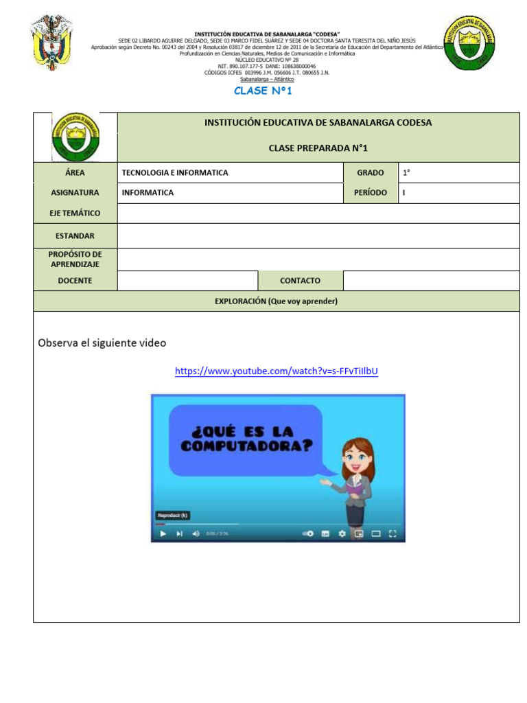 Clases de Informática para 1° Grado en CODESA | PDF | Cognición ...