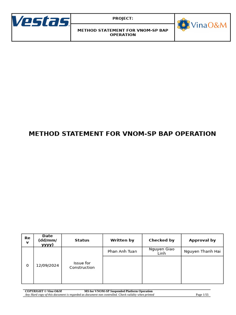 0. Method Statement for Insulation Services - Rev0 (en Mẫu) | PDF ...