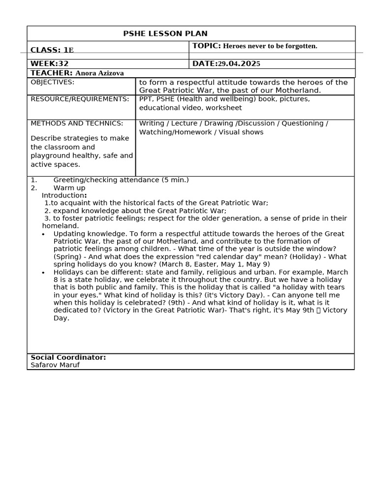 Pshe Week 32 | PDF