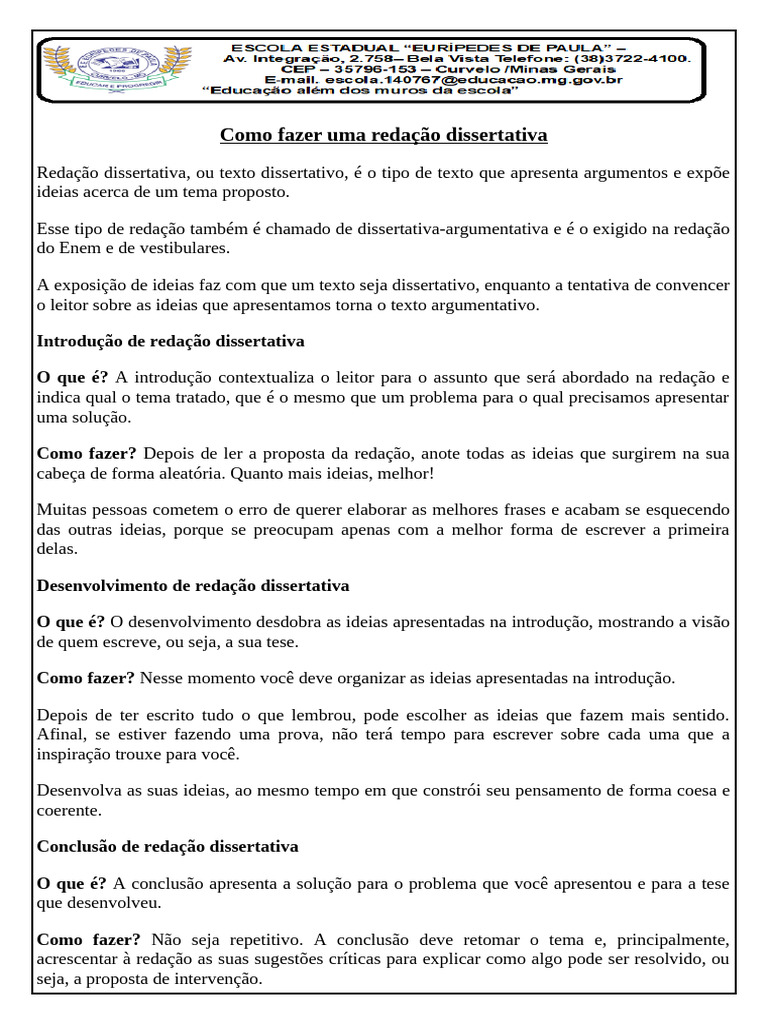 Como Fazer Uma Redação DissertativaRedação Dissertativa | PDF