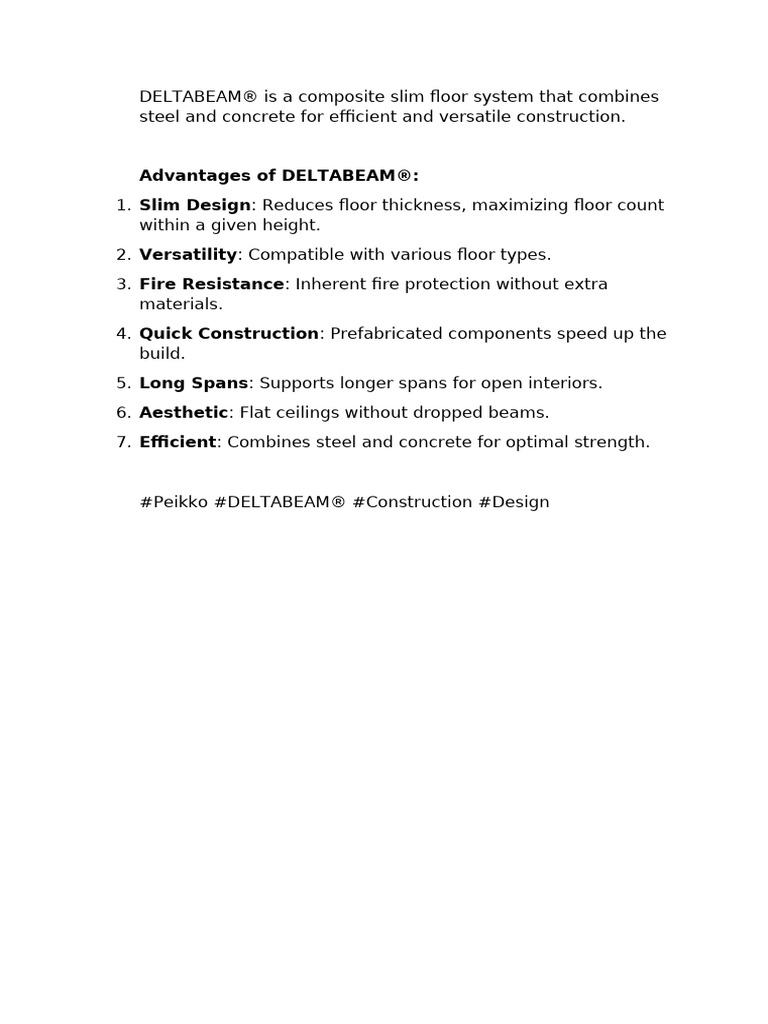 Advantages of DELTABEAM® System | PDF