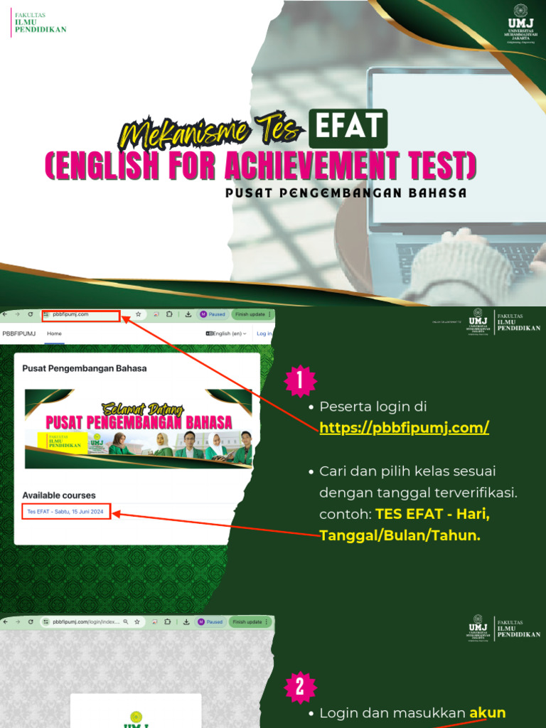 Panduan Pelaksanaan Tes EFAT | PDF