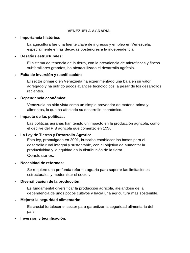 Desafíos de la Agricultura en Venezuela | PDF | Agricultura | Seguridad ...