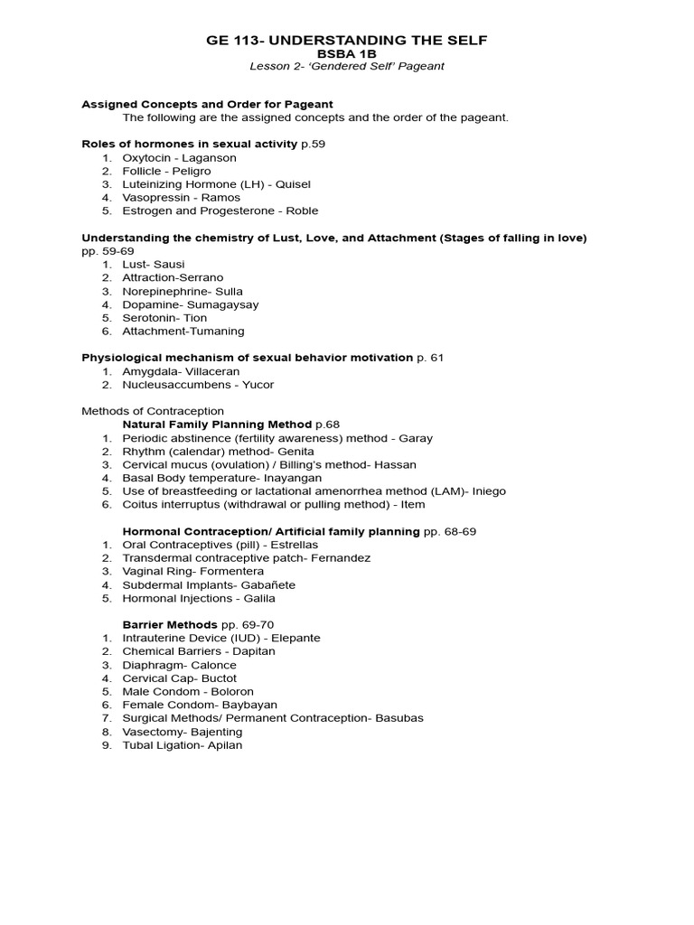 Gendered Self Pageant Concepts Guide | PDF | Birth Control | Human ...
