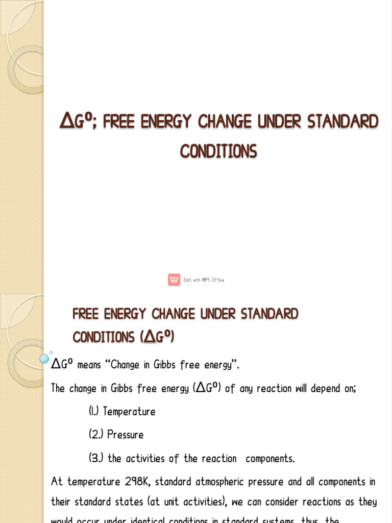 Understanding Standard Free Energy Change | PDF | Chemical Equilibrium ...