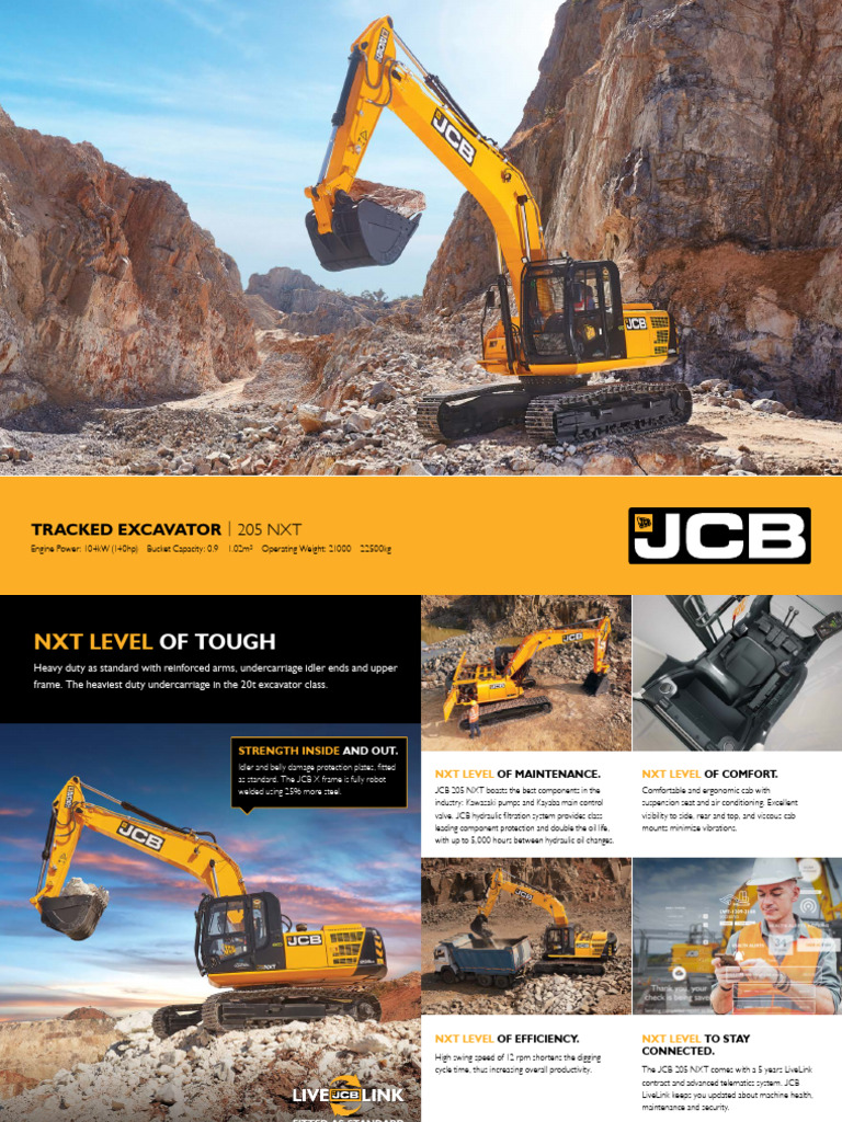 JCB 205 NXT Excavator Specifications | PDF | Pump | Vehicle Technology