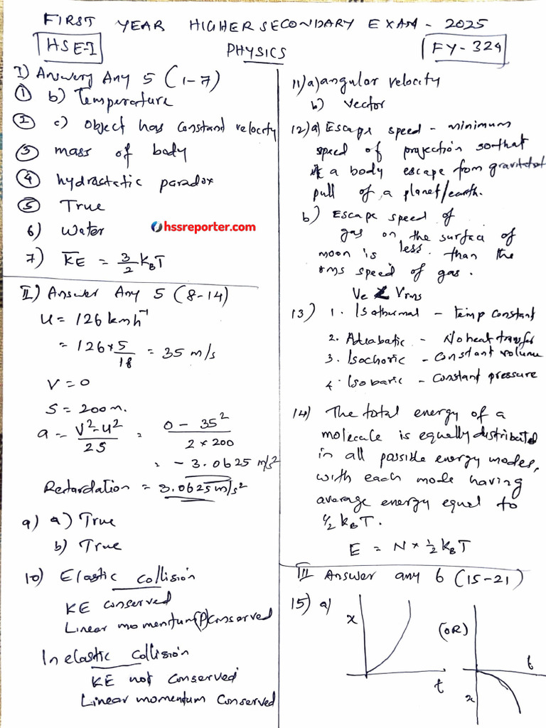 Plus One Physics 2025-Key | PDF
