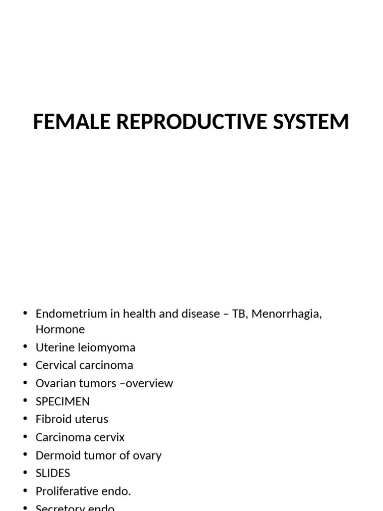 Overview of Female Reproductive Disorders | PDF | Cervical Cancer ...